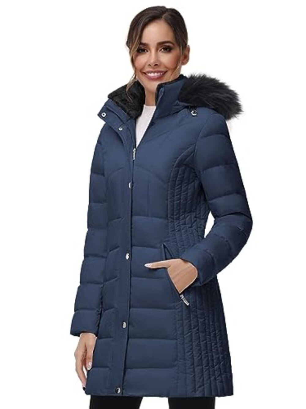 🆕 Women Winter Down Puffer Coat Warm Hooded Mid-Length Down Jacket for Women